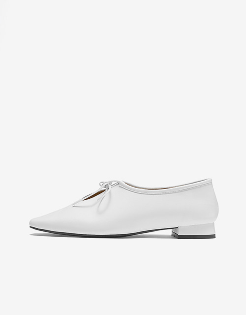 square lace-up loafer (white)